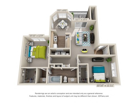 a floor plan is shown in this rendering